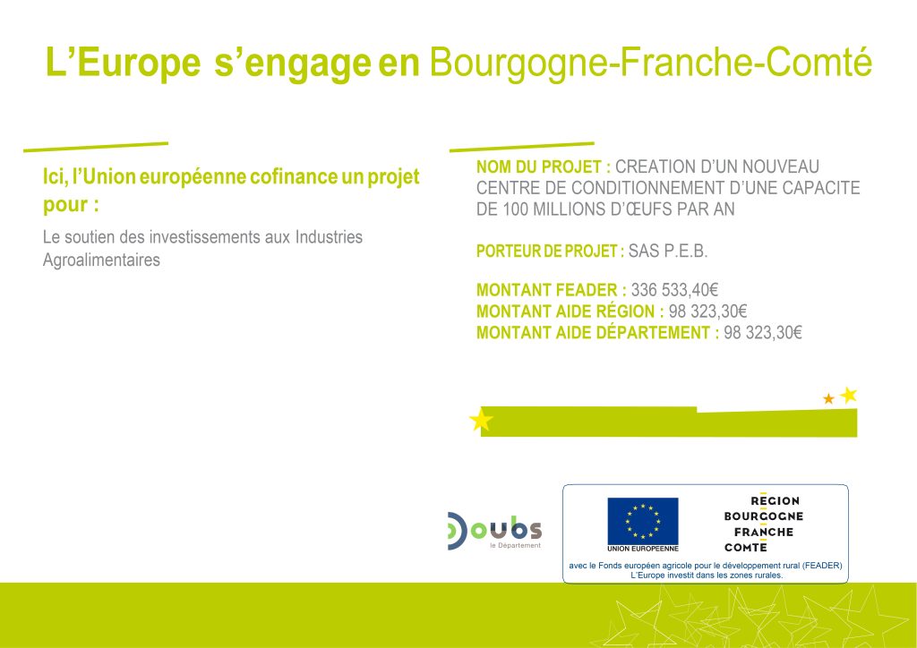 L'Europe s'engage en Bourgogne-Franche-Comté, l'Union européenne cofinance un projet pour le soutien des investissements aux industries agroalimentaires